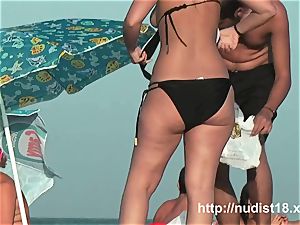 naked beach hidden cam vid of super-hot playful nudists in water